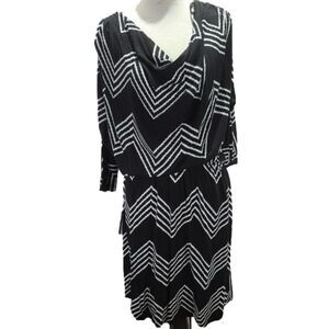 Tart black and white zigzag detail midi dress